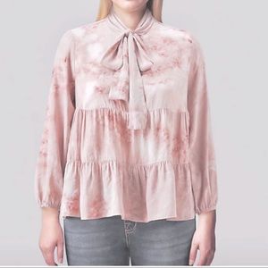 Simply Vera Vera Wang Tiered Bow-Neck Blouse MED
